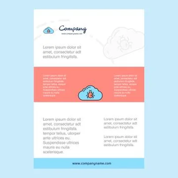 Template layout for Bug on cloud  comany profile ,annual report, presentation 库存插图