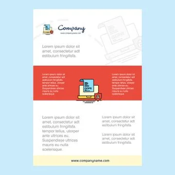 Template layout for GDPR document on laptop comany profile ,annual report, pr Stock Illustration
