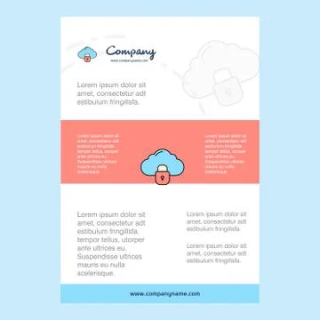 Template layout for Locked cloud  comany profile ,annual report, presentation Stock Illustration
