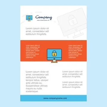Template layout for Locked computer comany profile ,annual report, presentati Stock Illustration