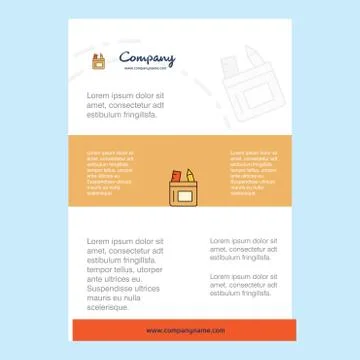 Template layout for Pencil box comany profile ,annual report, presentations,  Stock Illustration