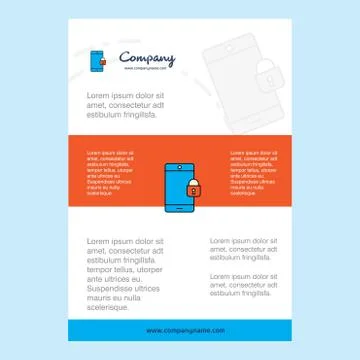 Template layout for Phone locked comany profile ,annual report, presentations Stock Illustration