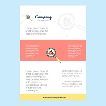 Template layout for Search bug  comany profile ,annual report, presentations, Illustrazione stock
