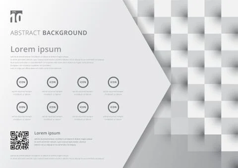 Template layout white and gray geometric squares pattern. Illustrazione stock