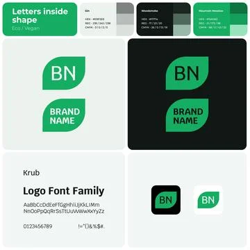 Template with leaf logo for eco vegan branding Stock Illustration
