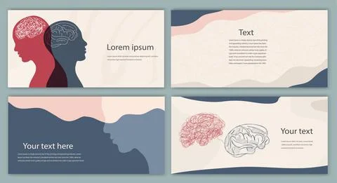 Template. Leaflet brochure. Metaphor bipolar disorder mind mental. Double face Stock Illustration
