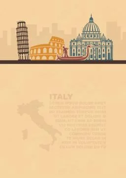 The template of the leaflets with a map and architectural attractions of It.. Stock Illustration