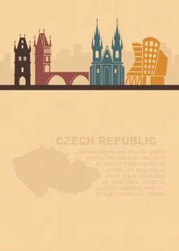 The template of the leaflets with a map of the Czech Republic and architect.. Stock Illustration