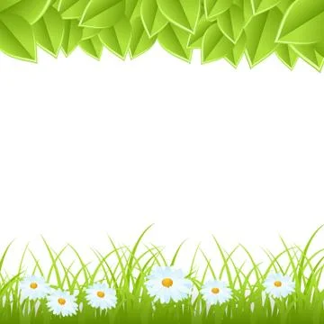 Template with leaves and grass Stock Illustration