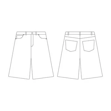 Template length wide shorts vector illustration flat design outline clothin.. Stock Illustration