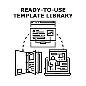 Template library creating, sharing, and using digital content Stock Illustration