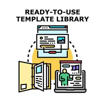 Template library creating, sharing, and using digital content Stock Illustration