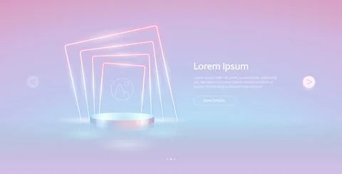 Template with Light Neon Rectangular Frame Stock Illustration