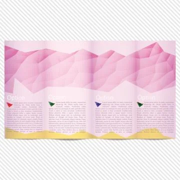 Template light vector design for trifold brochure with pink polygonal grid 스톡 일러스트