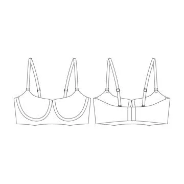Template lightly lined balconette bra vector illustration flat design outli.. Stock Illustration