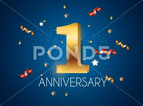 Template Logo 1 Years Anniversary Vector Illustration: Royalty Free ...