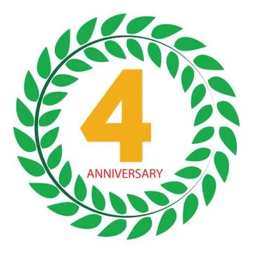 Template Logo 4 Anniversary in Laurel Wreath Vector Illustration Stock Illustration