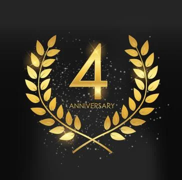 Template Logo 4 Years Anniversary Vector Illustration Stock Illustration