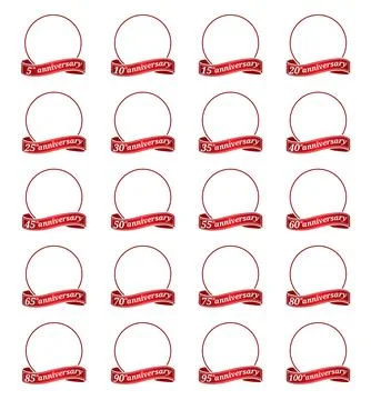 Template Logo 5th, 10th, 15th, 20th. 25th, 30th, 35th, 40th, 45th, 50th, 55th Stock Illustration