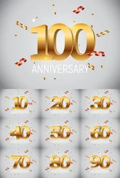 Template Logo Anniversary Set Vector Illustration Illustrazione stock