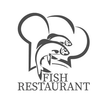 Template for the logo of a fish restaurant. Sample for a sticker or brand Illustrazione stock