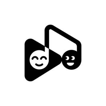 Template logo musical note and play button with funny emoticons Stock Illustration