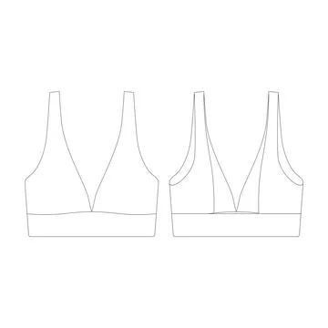 Template longline triangle bikini top vector illustration flat design outli.. Stock Illustration