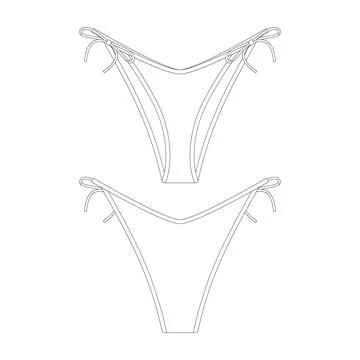 Template low rise tie bikini bottom vector illustration flat design outline.. Stock Illustration