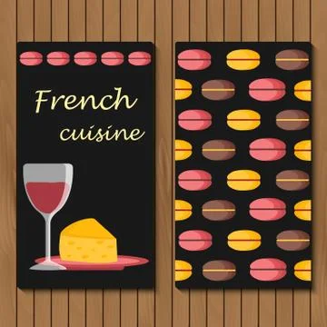 Template for menu, card or booklet with cartoon french food objects Stock Illustration