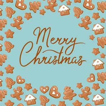 Template Merry Christmas. In the background is a pattern of Christmas Stock Illustration