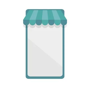 Template mobile store, web, app, ui. E-commerce concept. Smartphone with canopy Stock Illustration