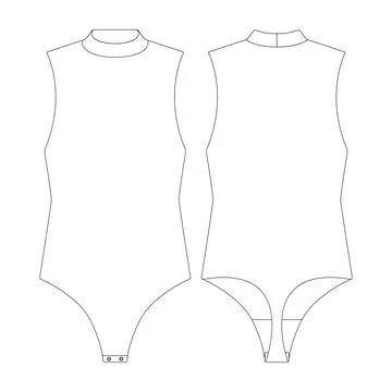 Template mock neck bodysuit vector illustration flat design outline clothin.. Illustrazione stock