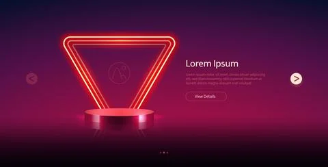 Template with Neon on Dark Red Background Stock Illustration