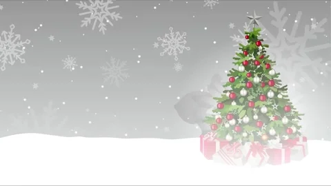 Template for new year greetings on the background of a cartoon Christmas tree Video stock 293490795