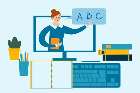 Template for online education and e-learning. Illustrazione stock