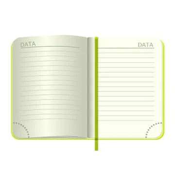 Template Open a blank notepad. Vector personal notebook with  green cover and Stock Illustration
