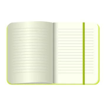 Template Open a blank notepad. Vector personal notebook with a green cover .. Stock Illustration
