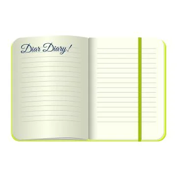 Template Open a blank notepad with the words Dear Diary. Vector personal di.. Stock Illustration