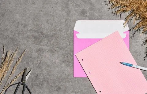Template or layout with invitation or note, blank sheets of writing paper Stock Photos