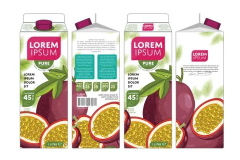 Template Packaging Design Passion Fruit Juice Stock Illustration