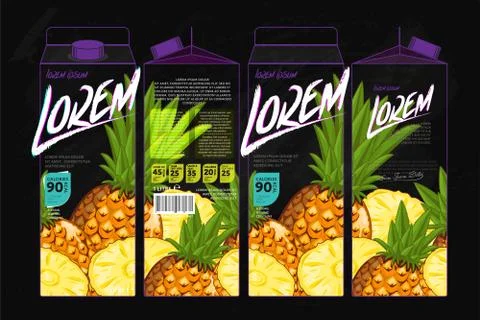 Template Packaging Design Pineapple Juice Stock Illustration