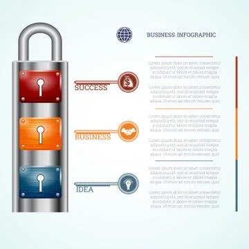 Template padlock with three keyholes and keys Stock Illustration