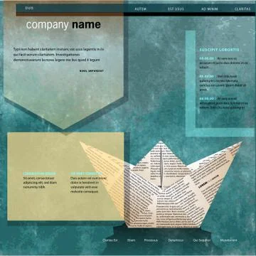 Template with paper boat Stock Illustration