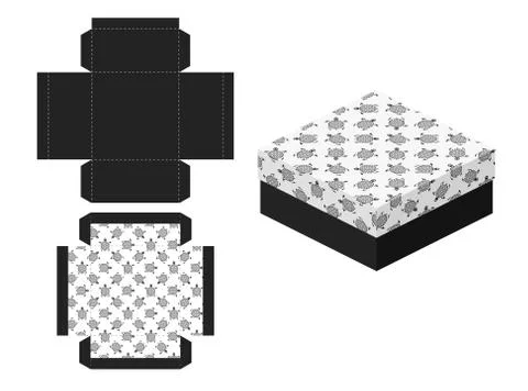 Template paper gift package. Seamless background with stylistics turtles. Stock Illustration