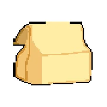 Template paper lunch bag pixel art vector illustration Stock Illustration
