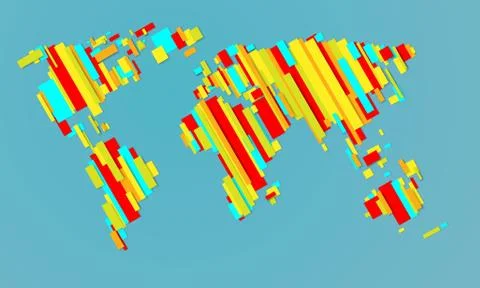 Template paper stripes world map. Concept world map. Colorful vector Stock Illustration