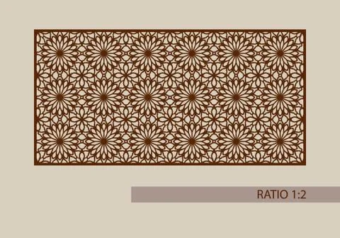 The template pattern for laser cutting decorative panel Stock Illustration