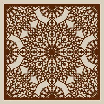 The template pattern for laser cutting decorative panel Stock Illustration