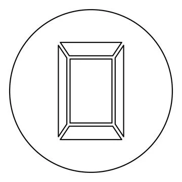 Template picture rectangular icon in circle round black color vector illustra Stock Illustration