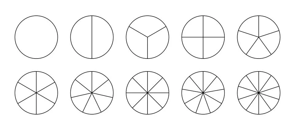 Template of pie chart. Coaching blank. Segmented charts. Sectors divide the Stock Illustration